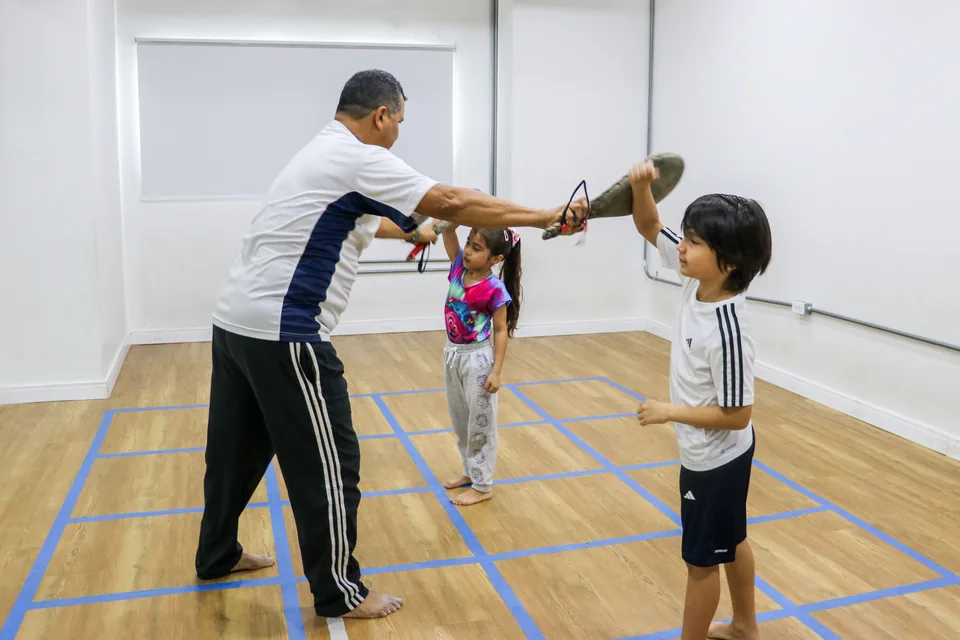 Altamira students practicing Taekwondo